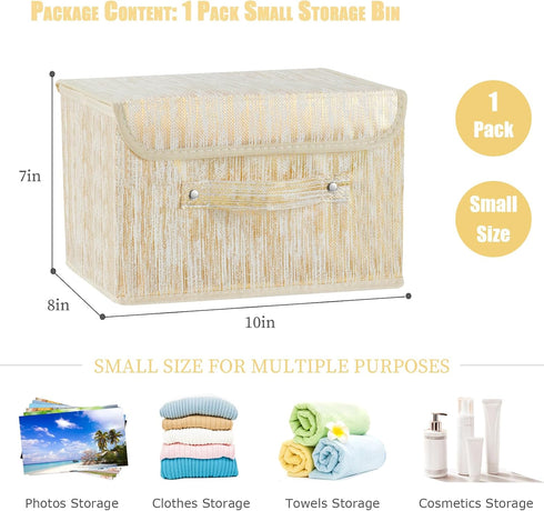 Decorative Storage Boxes with Lid, Luxury Metallic Fabric Storage Bins Organizer, Collapsible Shelf Baskets with