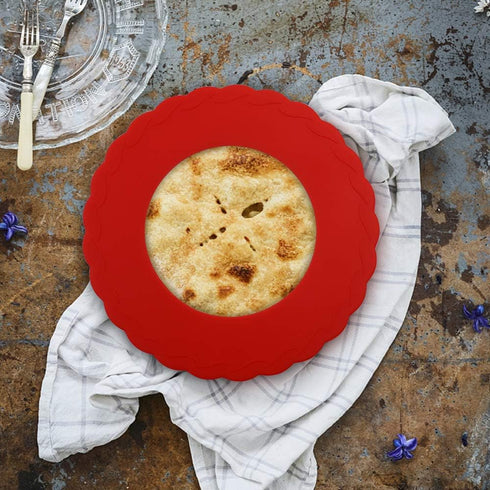 4 Pcs Mini Pie Crust Shields, Silicone Pie Pan Shield for Baking, Mini Pie Crust Protector 4 to 6 inches (Red)