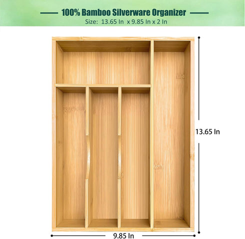 Bamboo Silverware Drawer Organizer, Silverware Organizer, Silverware Utensil Tray Holder and Cutlery Tray for Flatware and Kitchen Utensils by guiogc