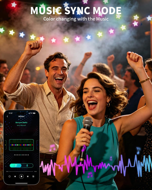 65.6Ft, 16M Super RGB Smart Star Fairy Lights Color Changing String Lights with Remote & APP Control, Music Sync