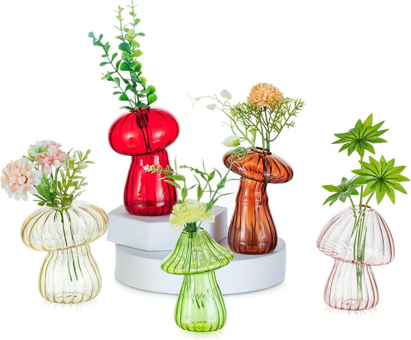 Glasseam Mushroom Plant Propagation Stations: Cute Glass Terrarium Jar Propagation Vase Set