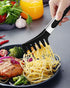 Spaghetti Spoon and Pasta Tong, Non-stick Silicone Spoon Server Fork with Stainless Steel Handle for Noodles