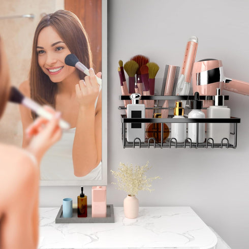 Hair Tool Organizer - Bathroom Countertop Caddy with 3 Installation Ways for Hair Dryer Accessories & Makeup