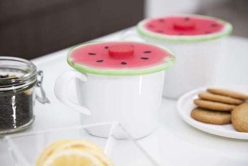 Charles Viancin Set of 2 Watermelon 4” Silicone Drink Covers - BPA-Free, Dishwasher Safe, Airtight Seal