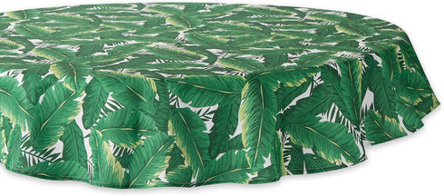 DII Outdoor Tabletop Collection, 60" Round, Stain Resistant & Waterproof, Banana Leaf