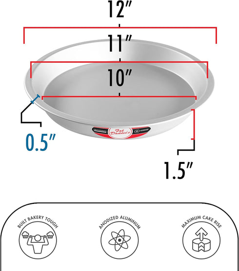 Fat Daddio's Anodized Aluminum Pie Pan, 12 x 1.5 Inch