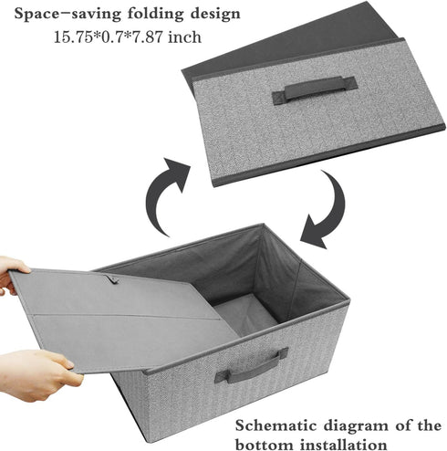 Storage Baskets, 15.7-Inch Woven Fabric Bins, Foldable Organizer Bins for Closet Shelves, 2PCS/Grey