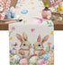 HELLOWINK Easter Bunny Egg Floral Table Runners 72 Inches Long Cotton Linens Party