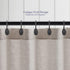 Shower Curtain Hooks, Set of 12, Black, Decorative, Zinc, Rust Resistant, Regular Size for Standard Shower Poles