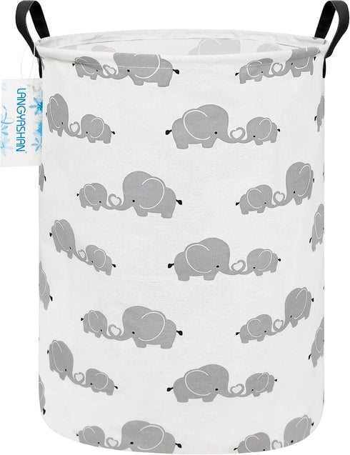 LANGYASHAN Canvas Fabric Storage Bin, Collapsible Organizer Basket for Laundry, Toy, Gift, Bedroom, Nursery (Full Love