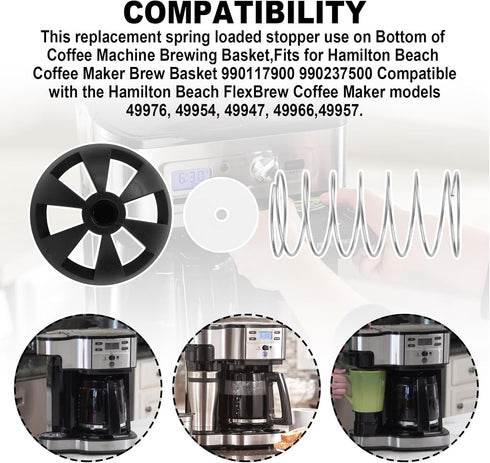 Coffee Maker Brew Basket Water Stop Valve Kit, 2 Sets for Hamilton Beach FlexBrew Coffee Makers Basket 990117900