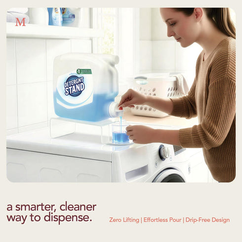 2 Pack Laundry Detergent Holder Riser Organizer - Clear Acrylic Dispenser Stand with Gravity Flow Base and Cap Station
