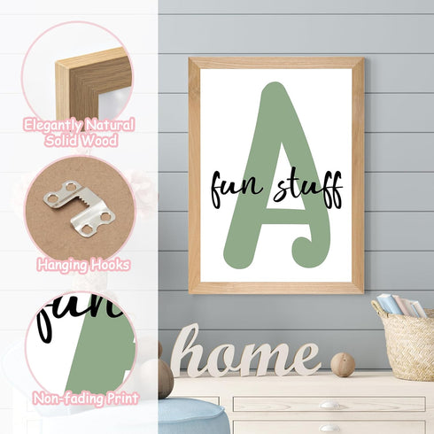 Set 4 12x16' of Framed Kids Playroom Wall Art Prints, Toddler Nursery Children Artwork for Kids Bedroom Decoration