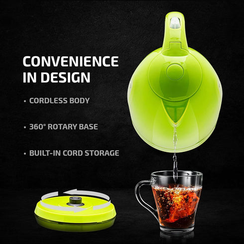 OVENTE Electric Kettle, Hot Water, Heater 1.7 Liter - BPA Free Fast Boiling Cordless Water Warmer - Auto Shut Off Instant Water Boiler for Coffee & Tea Pot - Green KP72G by OVENTE