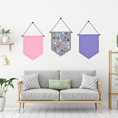 Wall Hanging Brooch Organizer Storage Board, Colorful Enamel Pin Badge Canvas Display Banner for Earrings Collection