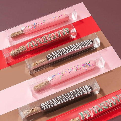 50 Pack 1 1 8 Inches RomanticBaking Individual Chocolate Covered Pretzel Rods Boxes X X Small Treat Boxes for Party