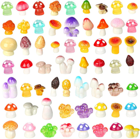 WEIZEW 100pcs Mini Mushrooms Tiny Resin Mushrooms Miniature Little Small Mushroom Figures Bulk