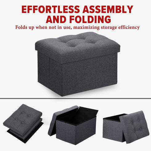 16X12X12IN LINMAGCO Ottoman Storage Ottoman with Storage Small Foot Rest Stool Under Desk Stool Short Folding Footrest