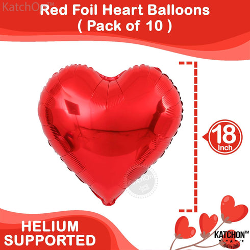 KatchOn I Love You Balloons Set, 18 Inch, Pack of 18, Foil Red Heart Balloons for Valentine's Day Decorations