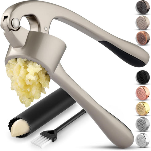Zulay Kitchen Large Premium Garlic Press Set - Bigger Bowl for Bigger