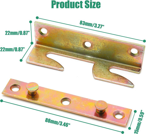 4 Sets No Mortise Bed Rail Fittings, Wooden Bed Frame Connectors Metal Bed Rail Fasteners
