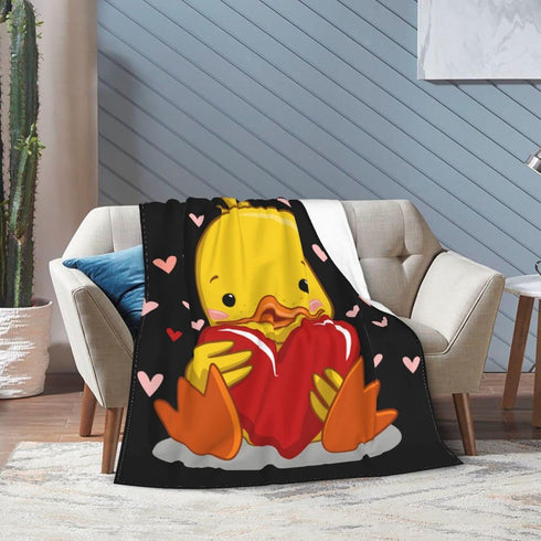Perinsto 60"X50" Cute Duck with Heart Throw Blanket Ultra Soft Warm All Season Decorative Fleece Blankets for Bed Chair