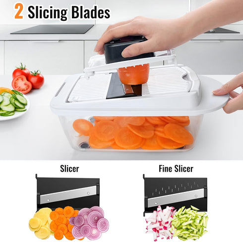 8 All-in-1 Blade Vegetable Chopper Mandoline Slicer with Container, Food Chopper, Onion Chopper, Veggie Cutter