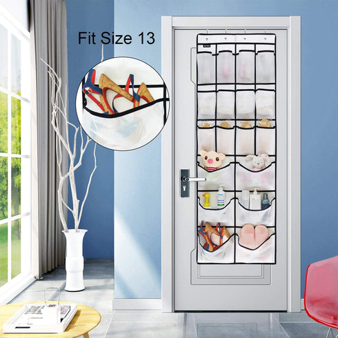 2 Pack Extra Large Hanging Over Door Shoe Organizers, 12 Mesh Pockets + 6 Large Compartments for Closet Bedroom