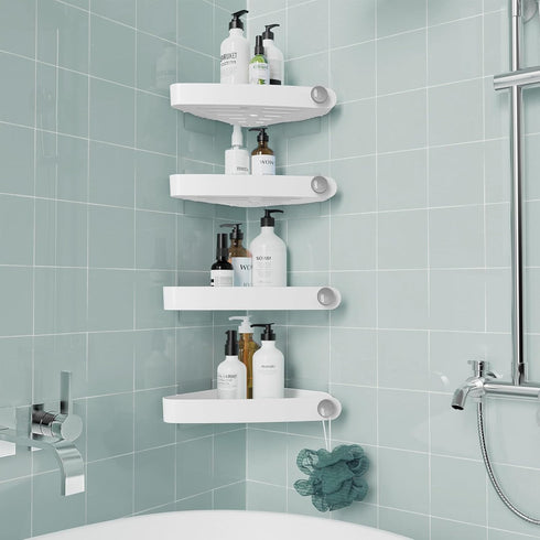 Sotfamily Plastic Shower Caddy Corner (for 90 Only), 4 Pack Adhesive Corner