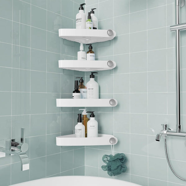 Sotfamily Plastic Shower Caddy Corner (for 90 Only), 4 Pack Adhesive Corner