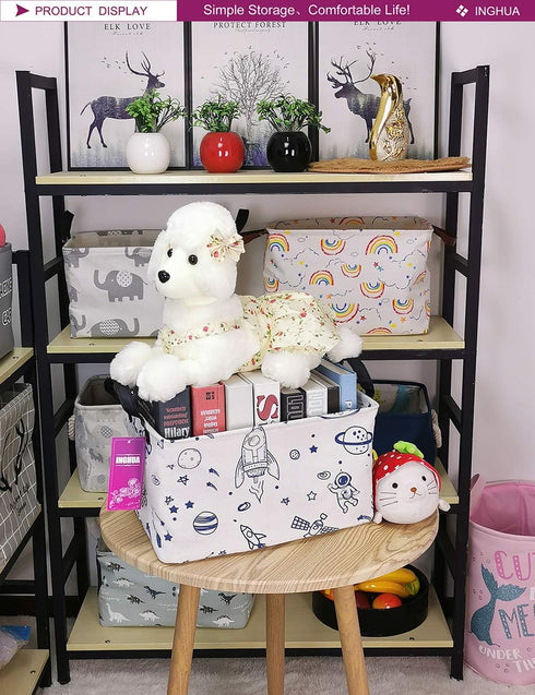 Rectangular Fabric Storage Basket Organizer Bin for Toys, Books, Clothes, Gifts, Pets - Perfect for Home and Office