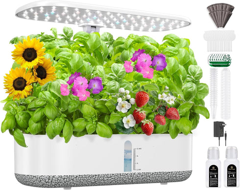 Large Hydroponics Growing System 14 Pods, Indoor Herb Garden with LED Grow