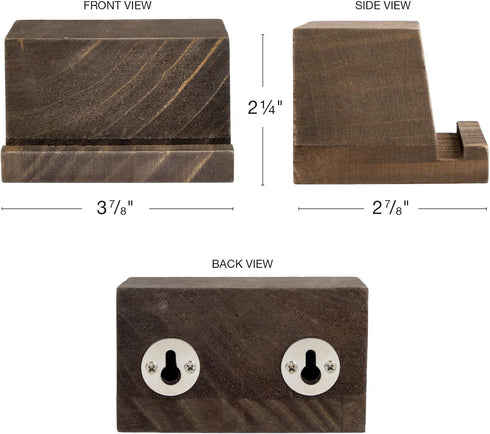 EXCELLO GLOBAL PRODUCTS Small Wood Record Holder Shelf, Wall Mounted Organizer (Pack of 2)