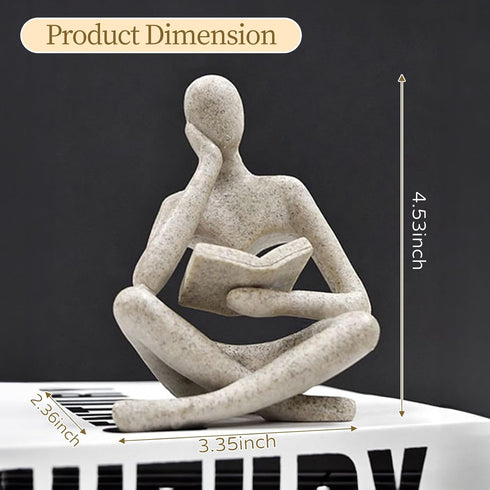 UTTCMK Bookshelf Decor Thinker Statue - Abstract Art Reading Thinker Sculpture Figurine Aesthetic, Modern Home