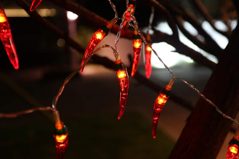 2pack Lights,40 OKBA red Chili Pepper String LED Pepper String lamp Indoor Kitchen Decor Outdoor Mexican Decorations