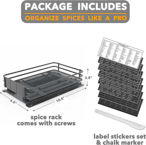 SpaceAid Pull Out Spice Rack Organizer for Cabinet, Heavy Duty Slide Out Seasoning Kitchen Organizer with Labels.