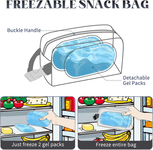 Packs,Insulated Freezable Lunch Bag,Freezable Snack Bag,Mini Cooler Bag for Travel/Work/School,Small Insulated