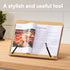 H&S Bamboo Recipe Book Holder - Foldable & Portable Cookbook Stand for Desk or Kitchen