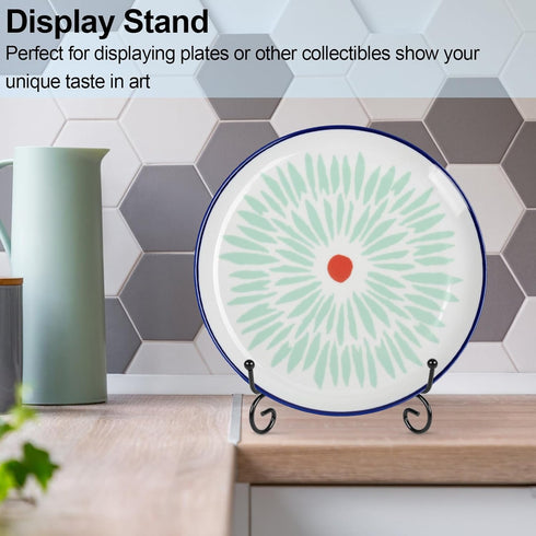 4 Pack Plate Stands for Display, 6 Inch Metal Holder, Picture Frame Stand, Small Easel for Tabletop Art