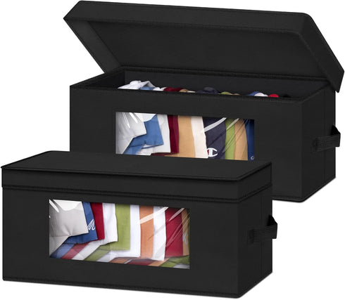 SLEEPING LAMB Stackable Hat Organizer, 2 PCS Hat Storage Boxes for Closet, Holds 30 Caps with Cardboard, Black