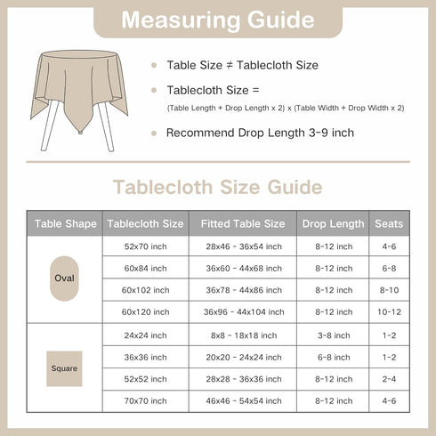 36 36 Inch Wolkemer Small Square Tablecloth x Faux Linen Khaki Coffee Table Cover Water-Resistant Farmhouse Decorative