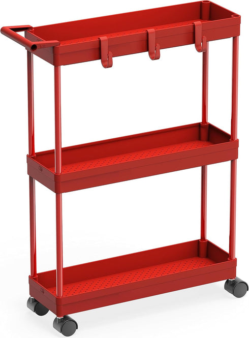 Simple Houseware 3-Tier Slim/Narrow Storage Cart with Handle, 5.5'' Wide x 27.5''