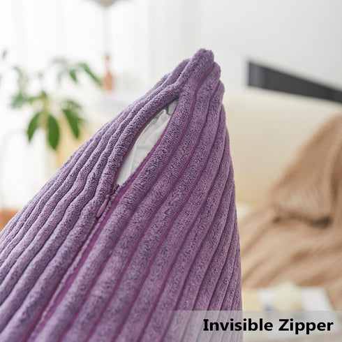 20x20 20 20 inch (50cm), Home Brilliant Throw Pillow Cover Soft Accent Pillow Cover Striped Plush Velvet Corduroy