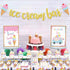 Ice Cream Bar Decor Kit, Summer Ice Cream Sundae Bar Glitter Banner, Food Labels for Party Supplies