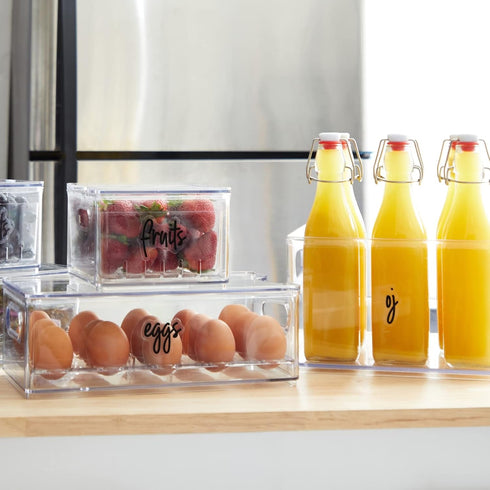 Talented Kitchen 158 Pieces Food Storage Labels for Glass Containers, Preprinted Black Script on Clear Stickers (Water