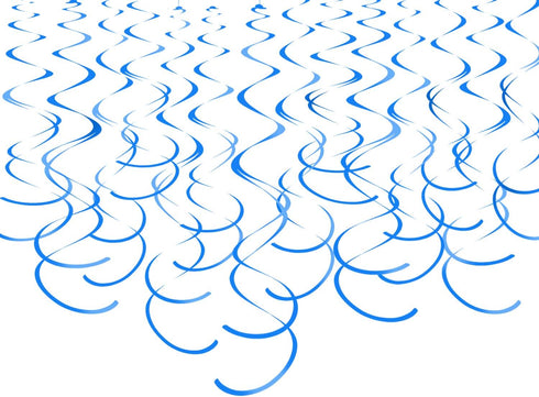 Blue Hanging Swirl Decorations, Pack of 30 Plastic Streamers Foil Swirls for Wedding, Baby Shower, Birthday Party