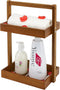 Utoplike Teak Wood Shower Caddy Corner, 2 Tier Bathroom Organizer Countertop, Standing