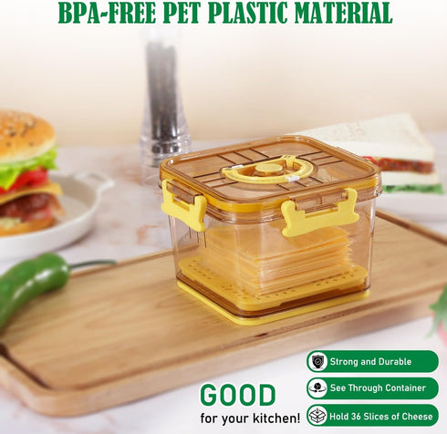 Tellshun Sliced Cheese Container with Airtight Lid for Mini Fridge BPA-Free Kitchen Plastic Storage Deli Cheese Slices