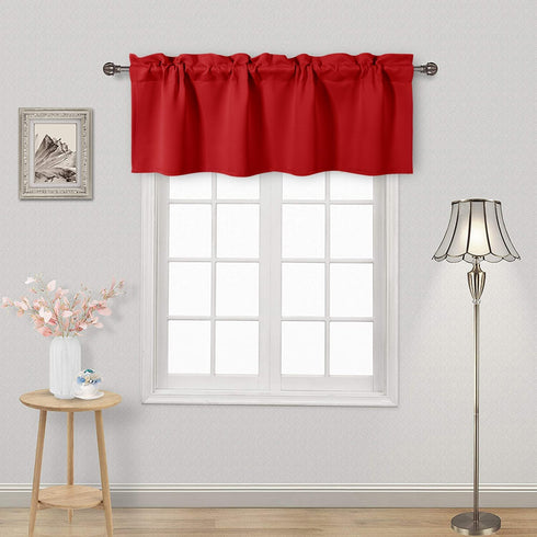 DWCN Red Christmas Valance Curtains for Windows, 52 x 18 inch, Rod Pocket Blackout, 1 Panel for Kitchen Bedroom
