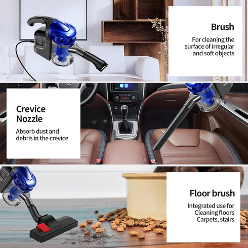 Corded Vacuum Cleaner, 17KPa Powerful Suction, 600W Motor, 4 in 1 Lightweight Handheld Stick Vacuum